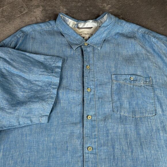 Tommy Bahama Shirt Mens 4XB Blue Sea Glass Camp 100% Linen Short Sleeve $110 - Picture 1 of 10